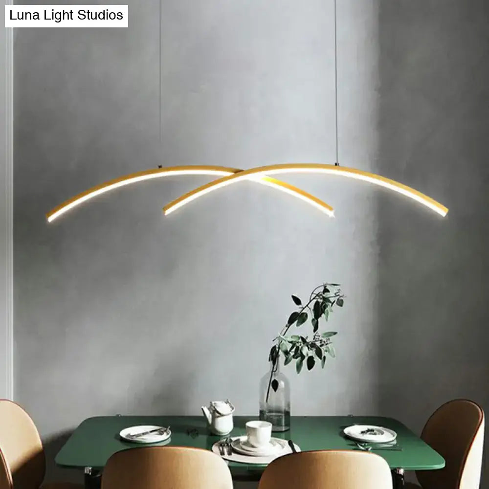 DecorBites™ sleek black gold led island light fixture with metal line art and minimalist line art hanging design for dining room