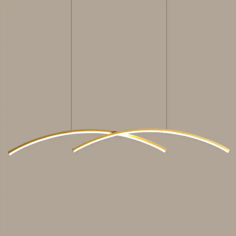 DecorBites™ sleek black gold LED island light fixture with metal line art hanging design for dining room