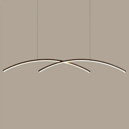 Decorbites sleek led island light fixture featuring black gold metal line art with intersecting curved led strips in x-shape