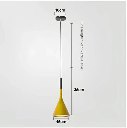 A modern yellow metal pendant light with black stem and adjustable 150 cm line for kitchen use