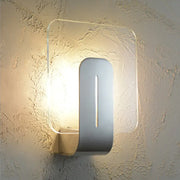 Modern minimalist nickel bathroom wall sconce with sleek silver metallic body and integrated vertical led light strip wall lamp