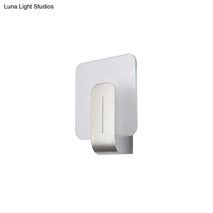 Modern minimalist nickel bathroom wall sconce with frosted glass shade and sleek metallic accent wall lamp