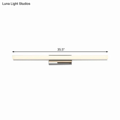Modern minimalist 35.5-inch silver led vanity lamp wall sconce with sleek rectangular design and brushed nickel finish light bulb
