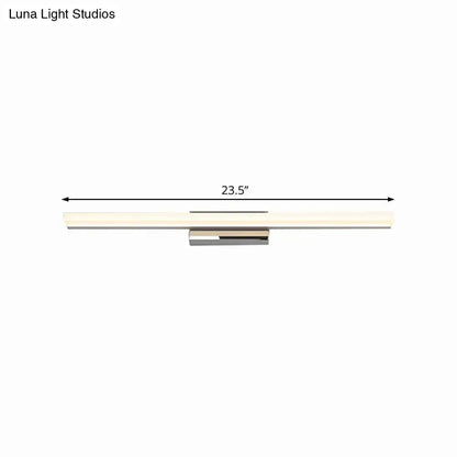 Modern style brushed nickel vanity lamp with frosted glass diffuser and sleek rectangular design for bathroom wall