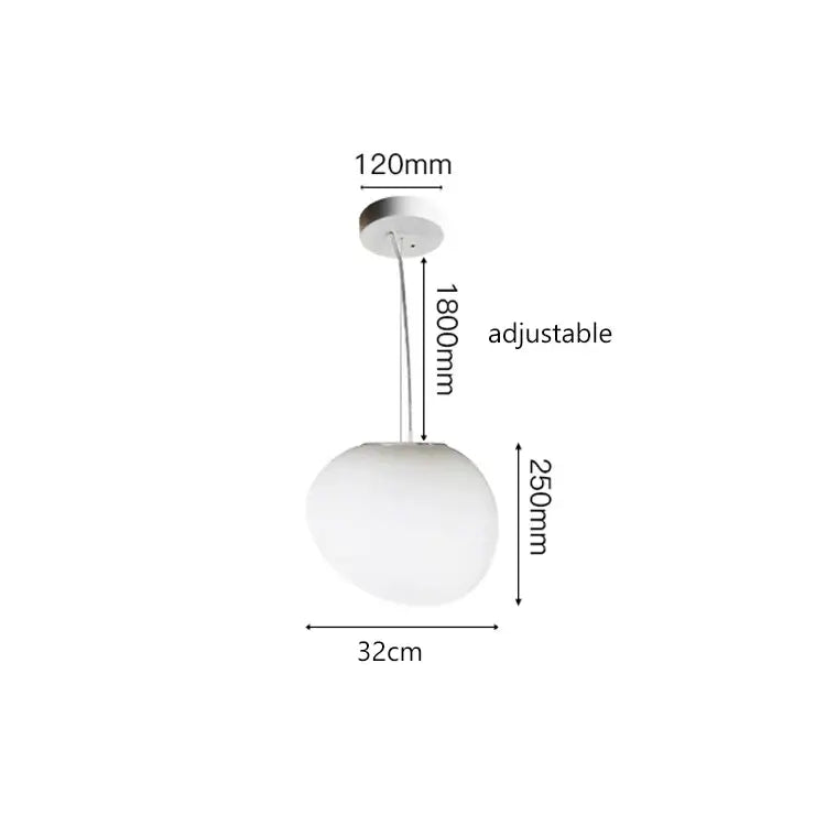 Modern minimalist white decorbites cobblestone glass led pendant light with frosted shade and chrome rod for stairway decor
