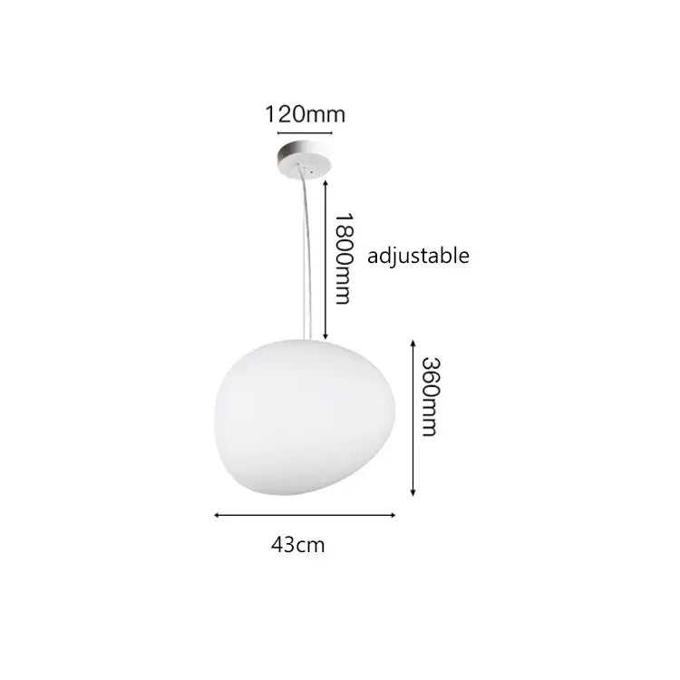 A sleek white egg-shaped cobblestone glass led pendant light with adjustable silver chain for modern stairway decor