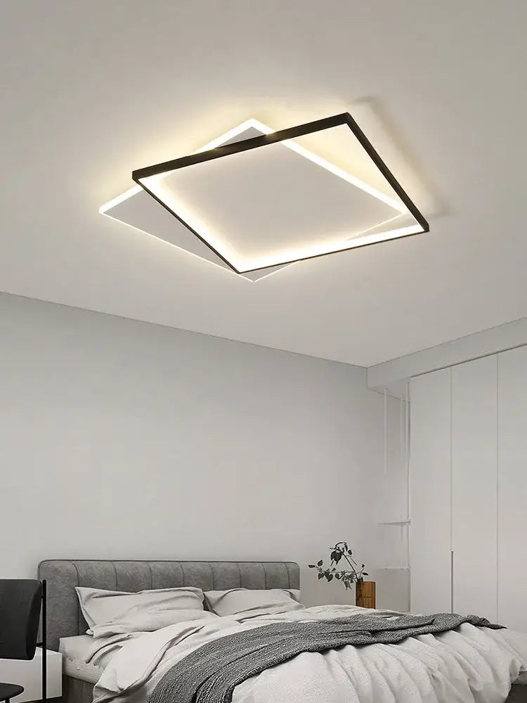 Modern minimalist white led ceiling lamp with sleek black frame for bedroom ambient light decorbites led ceiling lamp