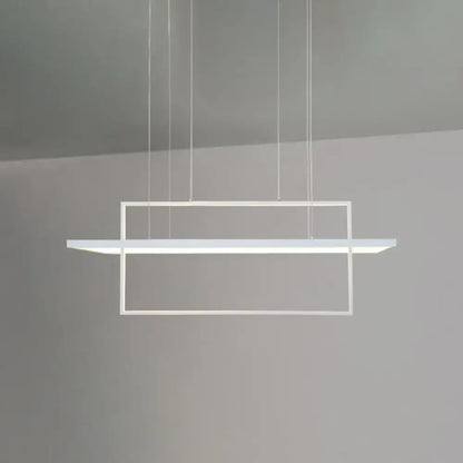 Minimalist white led rectangular pendant light with sleek design and thin cords for kitchen x10 x12 lighting solutions