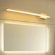 Modern minimalist white led wall light fixture with sleek rectangular design and warm ambient glow for bathroom vanity