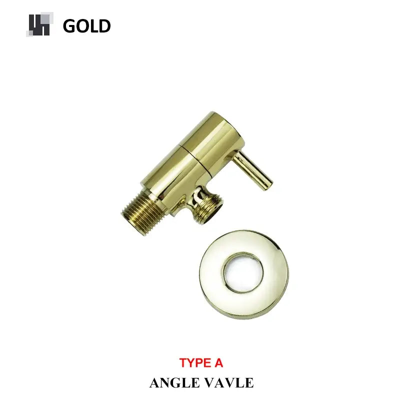 Gold-finished brass triangle valve type a with matching circular flange in decorbites brass triangle bathroom faucet
