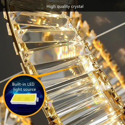Modern multi tier gold decorbites crystal led chandelier with clear crystal and built-in led lighting for dining room