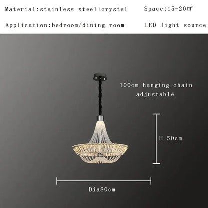Modern multi tiered decorbites crystal ceiling chandelier with sleek stainless steel frame for bedroom or dining room lighting
