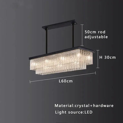 Modern multi tiered decorbites elegant crystal glass chandelier with black hardware and led lighting for dining room decor