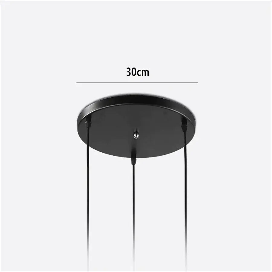 Black circular pendant light fixture with three hanging cords in modern multicolor decorbites cone wood pendant set