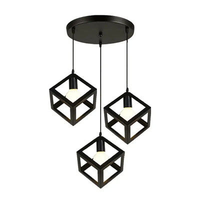 Black metal pendant lights with three geometric cube shades perfect for modern kitchen decorbites geometric cube design