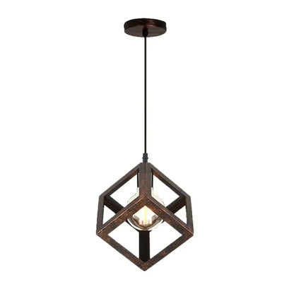 Modern multicolor geometric cube pendant lights set featuring a dark bronze metal industrial-style decorbites geometric cube decor