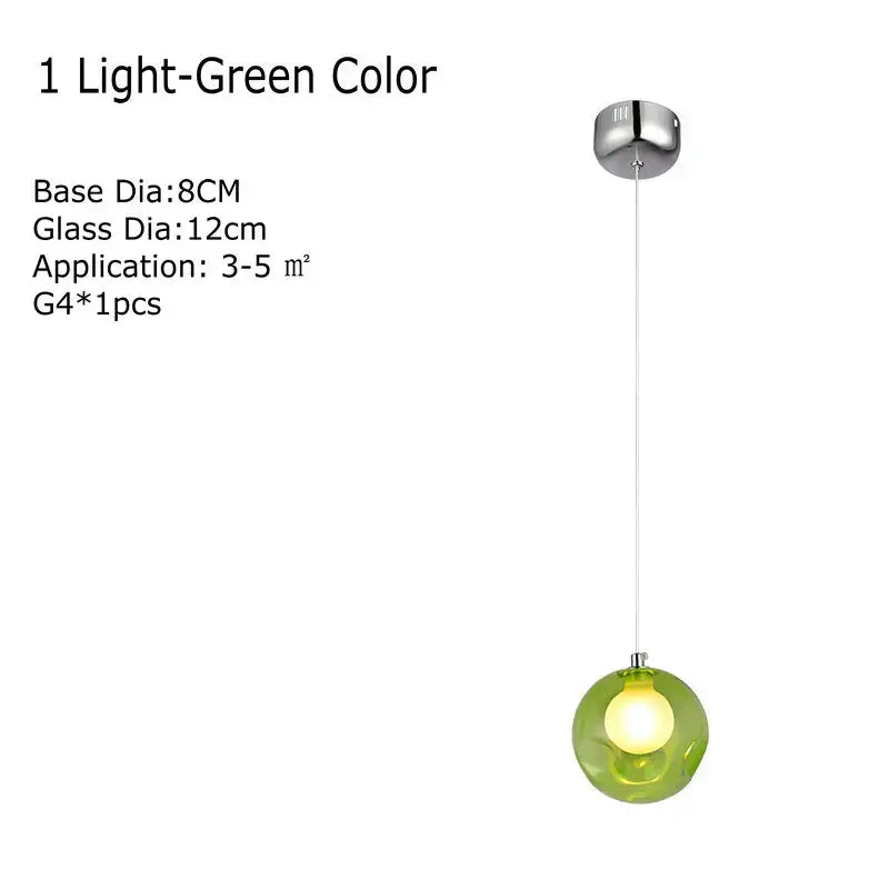 Modern multicolored clear glass chandelier featuring a sleek light green glass pendant with chrome mount for living room decorbites clear glass lighting