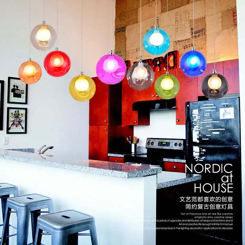 Modern multicolored clear glass chandelier with colorful sconces made of decorbites clear glass pendant lights for living room decor