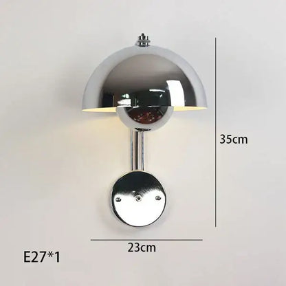 Chrome-finished wall lamp with sleek dome-shaped shade and circular base for modern decorbites colorful led bedside use