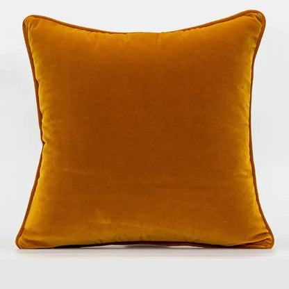 A plush mustard-yellow velvet pillow cover with neatly stitched edges for decorbites geometric jacquard pillow decor