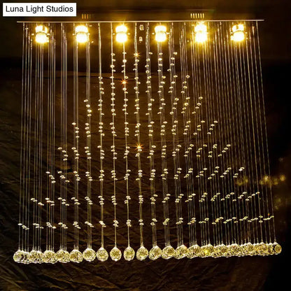 DecorBites™ contemporary crystal ball cascade flush ceiling light with nickel finish and faceted crystal beads