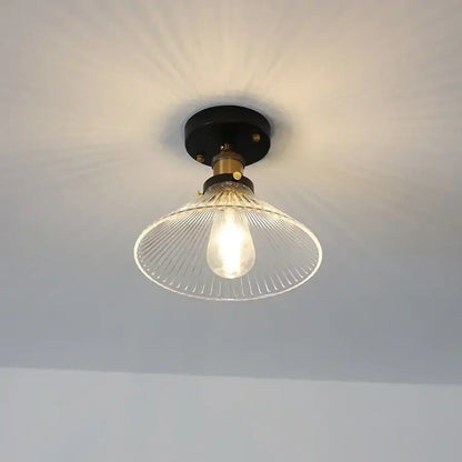 Modern nordic ceiling lamp with decorbites clear glass led shade featuring ribbed glass and brass black metal base