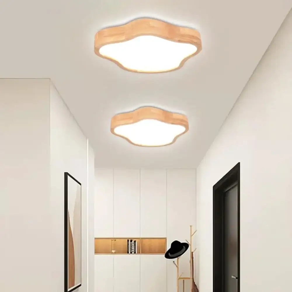 Two modern ceiling lights with cloud shape wooden scalloped edges in light wood finish for bedroom decorbites ceiling light