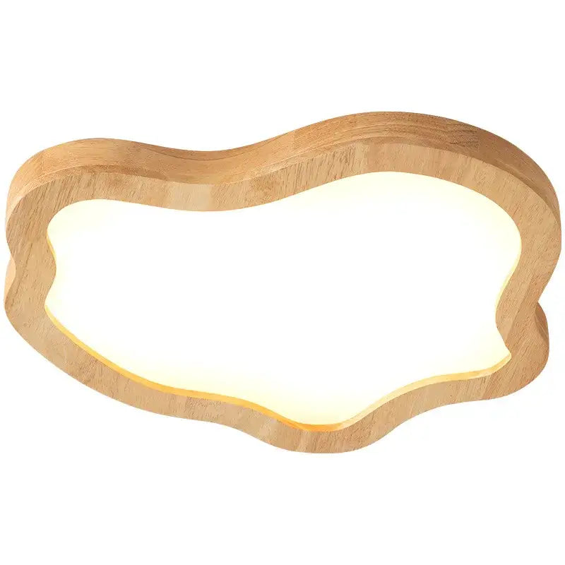 Modern nordic cloud shape wooden ceiling light with warm wooden frame and illuminated white panel for bedroom decorbites cloud shape