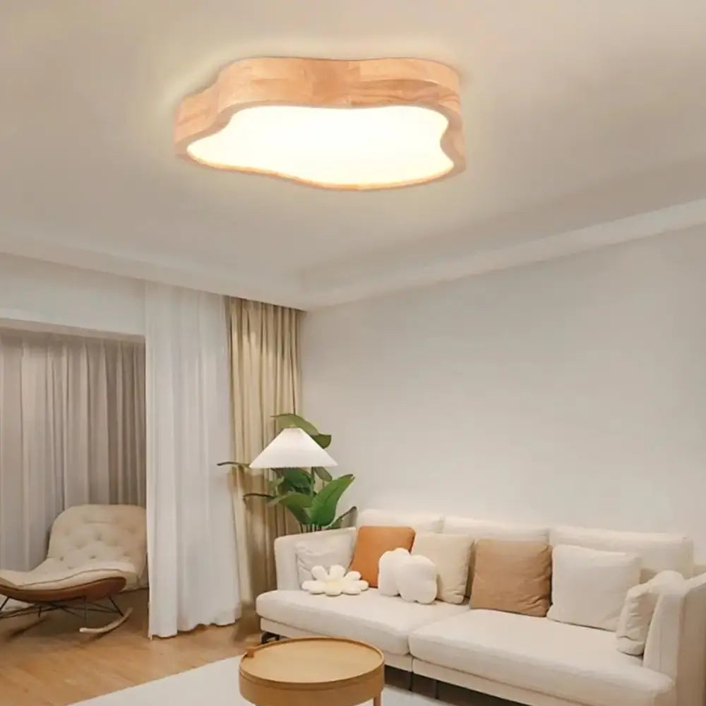 Modern nordic ceiling light with cloud shape wooden design and warm-toned soft illumination for bedroom decorbites cloud shape