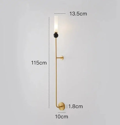 Gold-toned modern nordic decorbites copper wall lamp with slender stem and black accent for living room lighting