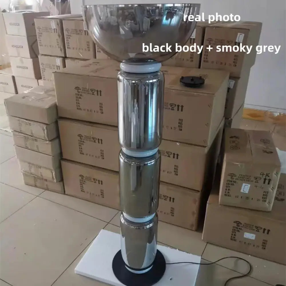 Modern nordic floor lamp with shiny chrome finish glass shade led multi-tiered design for living room lighting