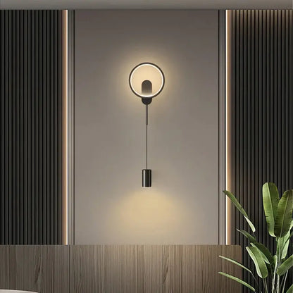 Modern nordic gold led wall light featuring a sleek black circular wall lamp with warm ambient decorbites gold led lighting