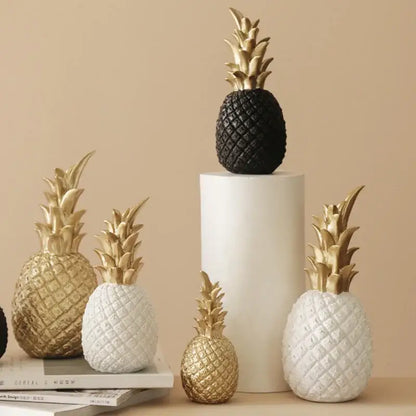 Modern nordic black and gold textured golden pineapple figurine decorbites golden pineapple living room decor