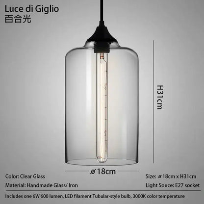 Modern nordic polished chrome pendant light with clear glass shade black iron top and led filament bulb for kitchen use