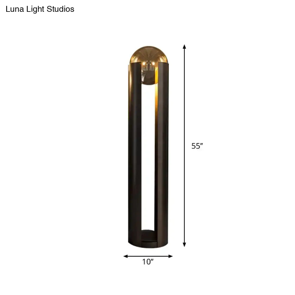 DecorBites™ modern black metal floor lamp with sleek base and golden dome top for living room 110v-120v use