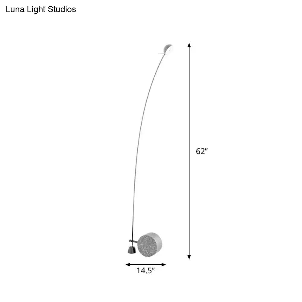DecorBites™ modern black metal floor lamp with slender curved arm and circular base 62 inch 110v-120v for living room