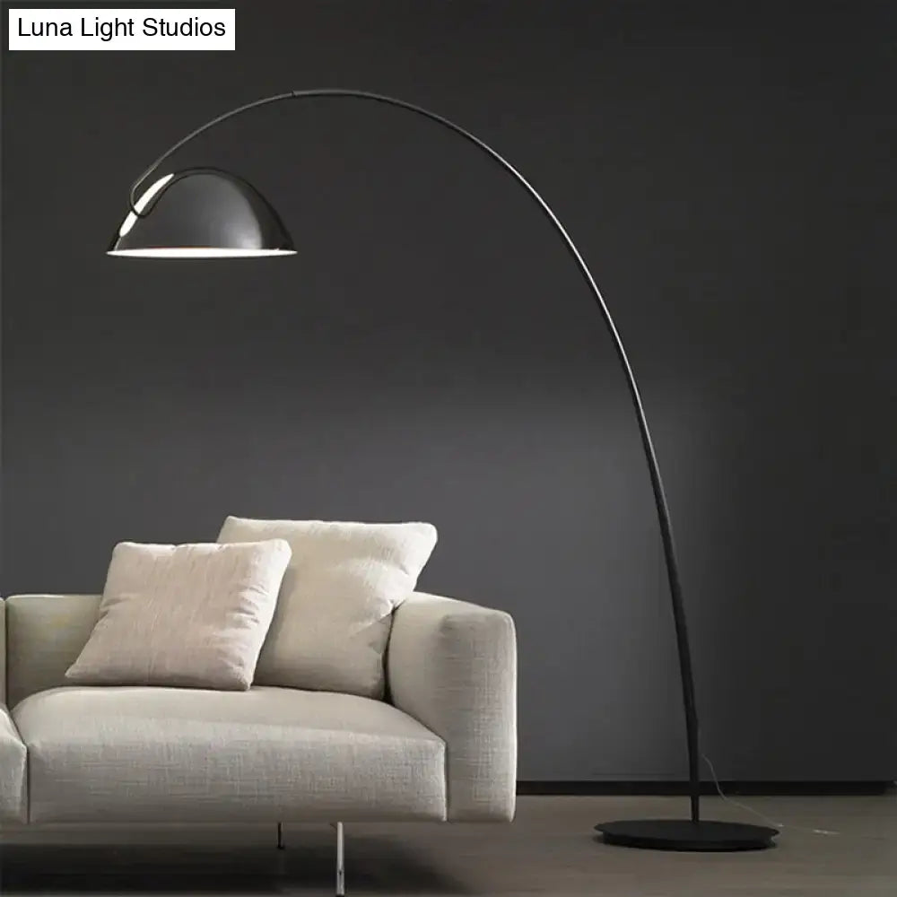 Decorbites™ modern black metal floor lamp with sleek arched frame and chrome shade 110v-120v for living room
