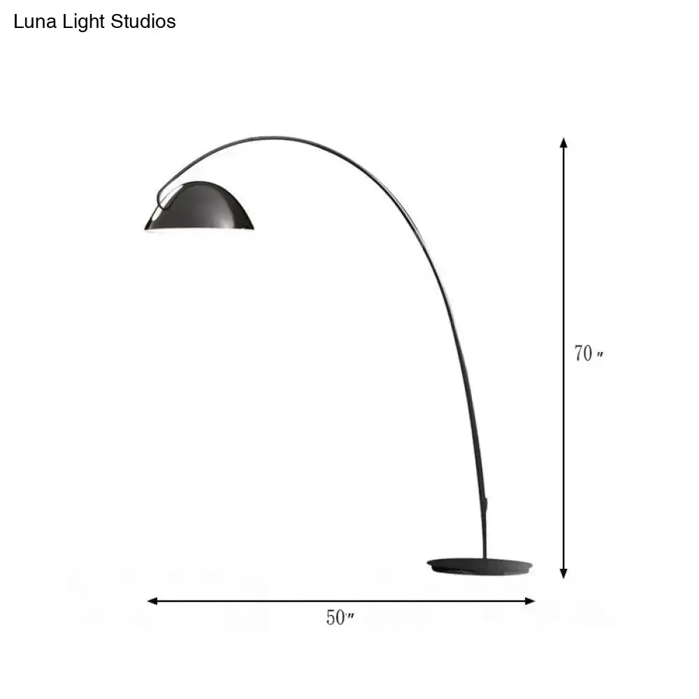 DecorBites modern black metal floor lamp with curved arc and sleek metallic finish 110v-120v for living room use