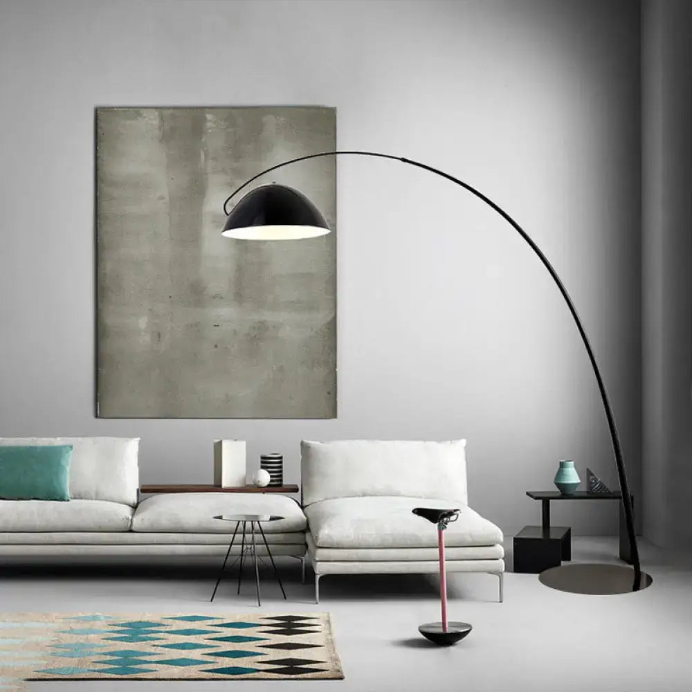 DecorBites™ modern black metal floor lamp with unique linear capsule arch design 110v-120v for living room lighting