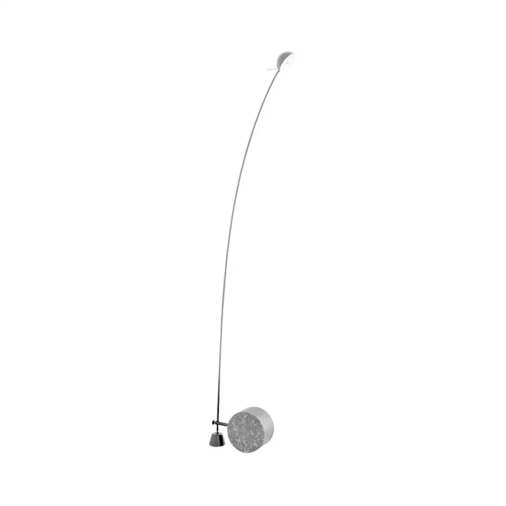 Decorbites modern black metal floor lamp with slender metallic arm and circular concrete base 110v-120v for living room