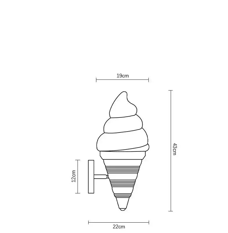 Modern orange ice cream led wall sconce with striped conical base and swirled scoop top for kids bedroom decorbites ice cream