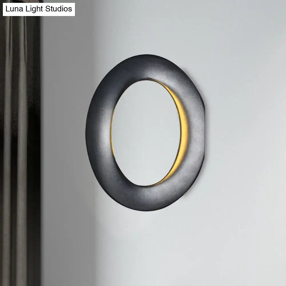 Modern oval black white led mirror bedroom wall light 110v-120v with warm yellow glow and maximum bulb wattage display