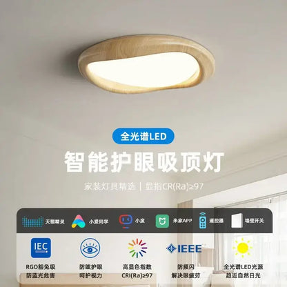Modern oval decorbites led wood chandelier with natural wood finish frame and soft white led illumination for living room lighting