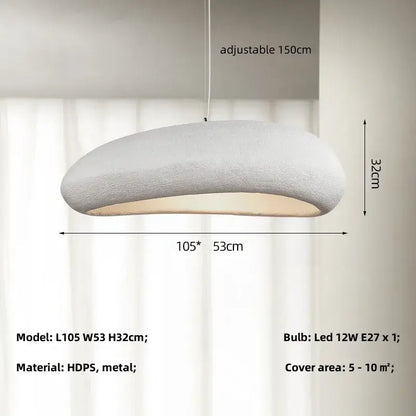 A modern oval gray and gold pendant light with textured white hdps and metal finish for decorbites loft dining rooms