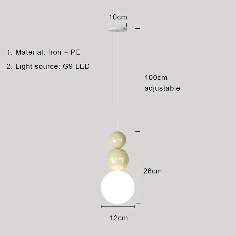 Adjustable modern pendant light with three matte cream nordic led spherical shades in iron and pe for bedroom decorbites cream nordic