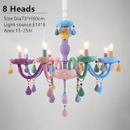Modern pastel decorbites crystal chandelier with eight ornate arms and teardrop beads for bedroom luminaire lighting