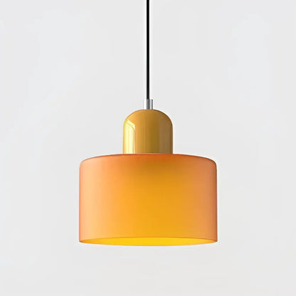 Modern pastel glass shade pendant light set featuring an orange gradient glass shade with metallic top fixture for kitchen dining room