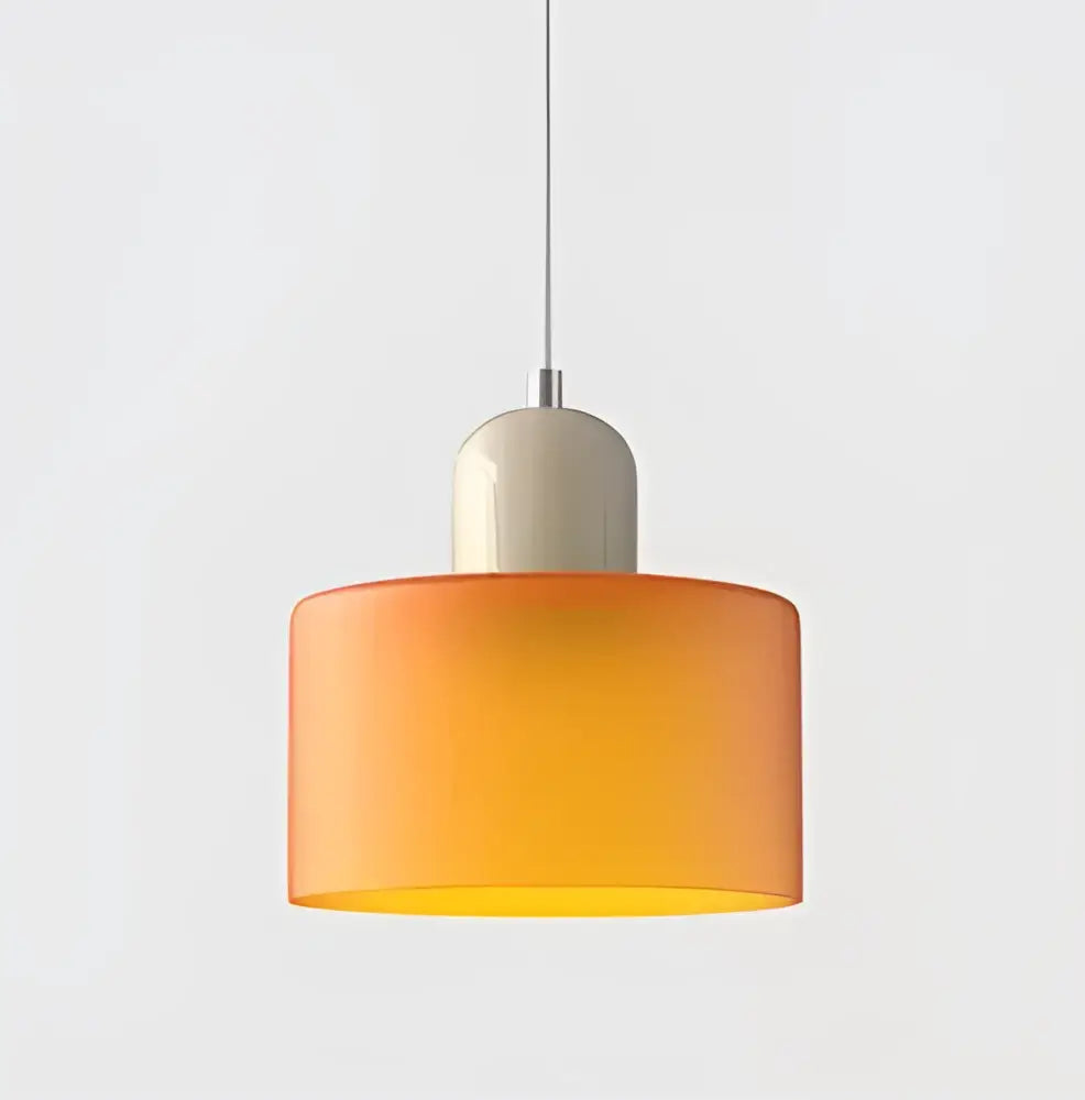 Modern pastel pendant light with orange gradient glass shade and matte white ceramic base for kitchen and dining room