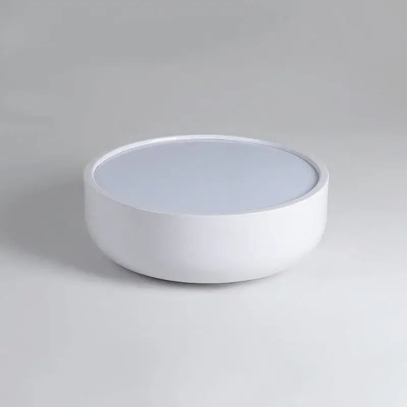 Modern pastel pink and teal decorbites circular led ceiling light with a smooth white circular led ceiling design for bedroom decor