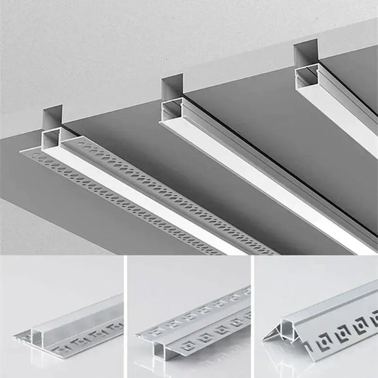 Modern perforated silver led aluminum profile ceiling light track with sleek design and decorative perforated pattern